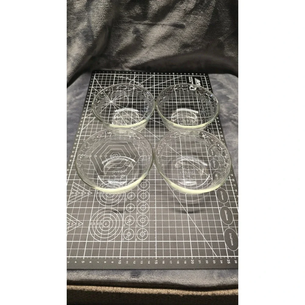 Pyrex 463 Clear Glass Custard Cups Ramekins 6oz Set of 4 Made in USA